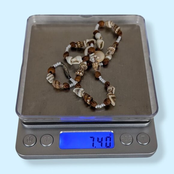 V. Wood & Shell Beaded Choker Necklace - Picture 5 of 5